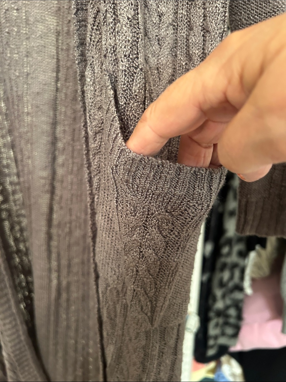 torrid Long Taupe Open-Front Cable Knit Cardigan - Picture 2 of 3
